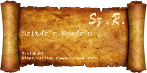 Szitár Román névjegykártya
